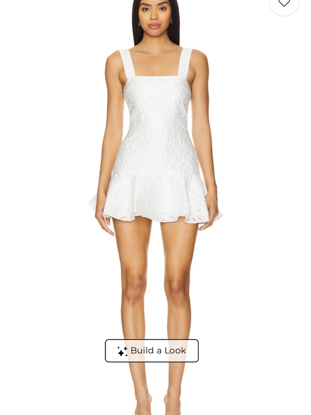 REVOLVE  Amanda uprichard White Lace Square-Neck Ruffle Hem Mini Dress